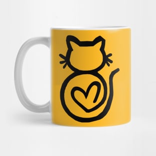 Kitty Heart Outline Black Mug